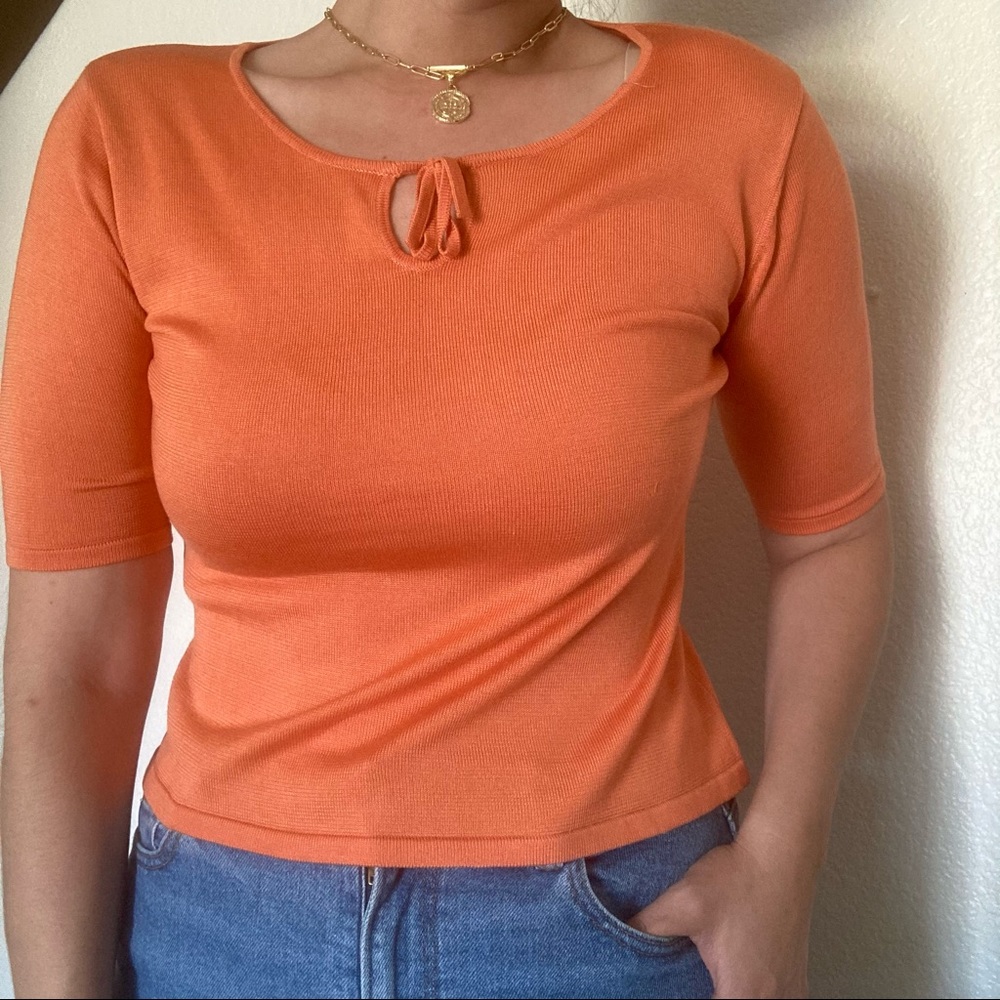 100% Silk Y2K Baby Doll Fitted Keyhole Top